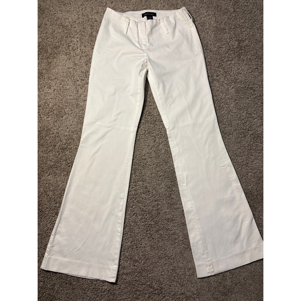 Moda International White Flare Leg Pants Side Zip Stretch Cotton Trousers 4